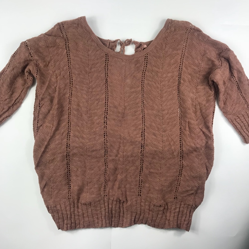 ANTHRO KNITTED & KNOTTED Bronze Knit Sweater